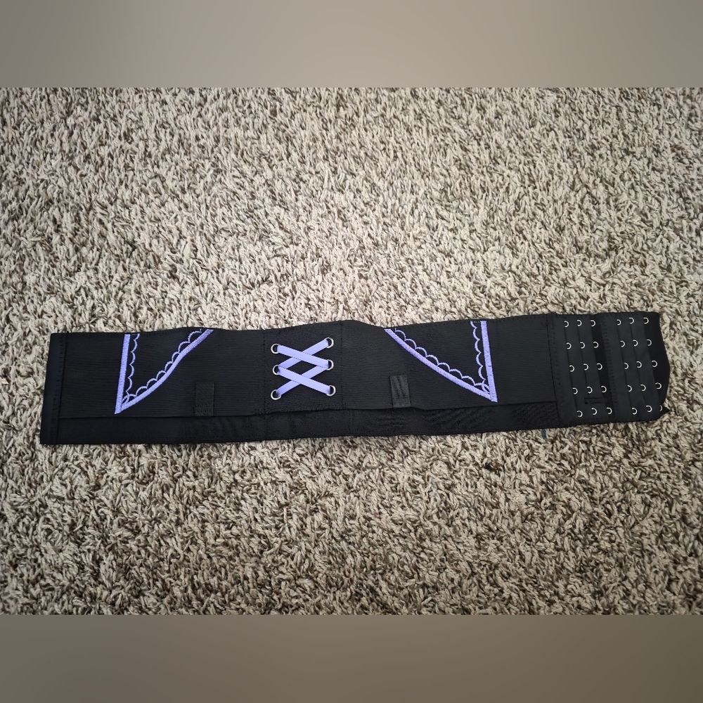 Black Corset Thigh Gun Holster with Lavender Trim